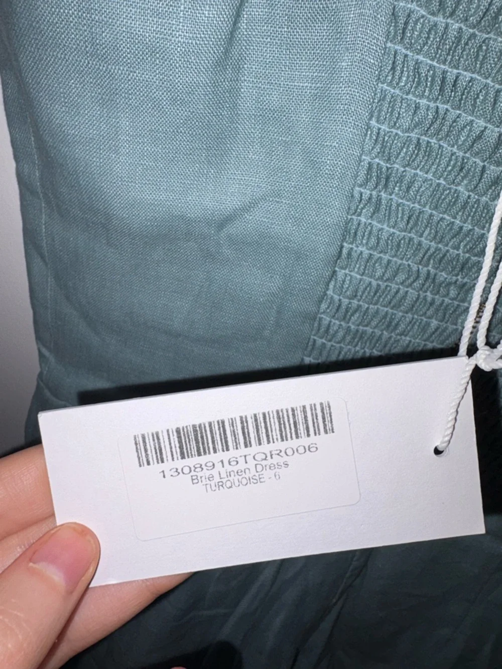 Reformation Brie Linen Dress Turqouise - Picture 7 of 9